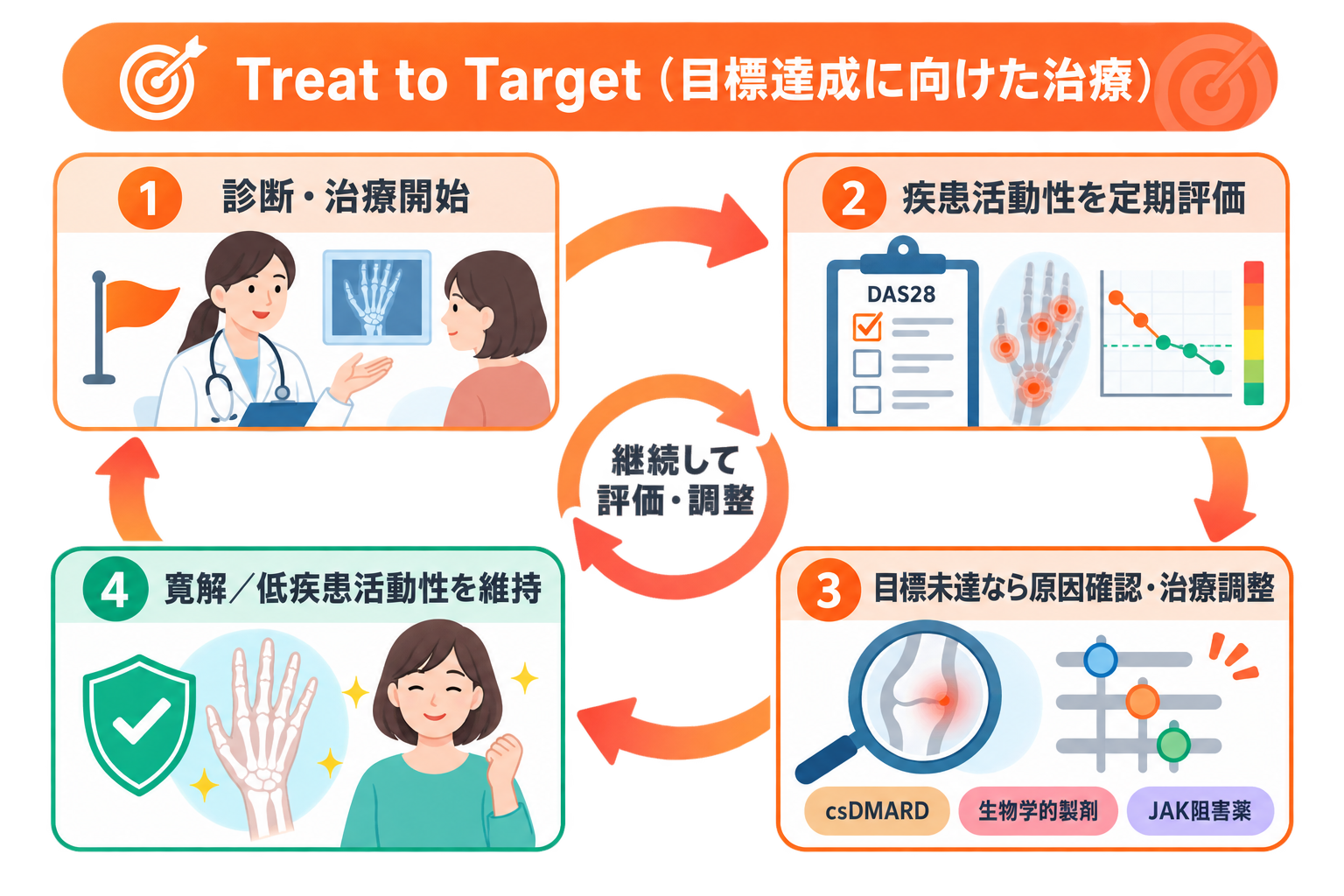関節リウマチのTreat to Targetによる治療目標達成までの循環
